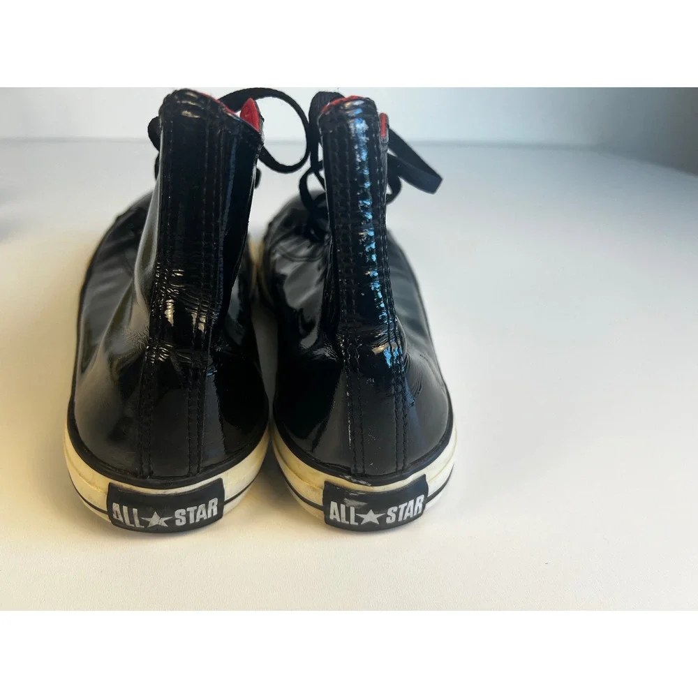 Converse All Star High‎ Top Black Patent Leather Sneakers Sz M 10 W 12